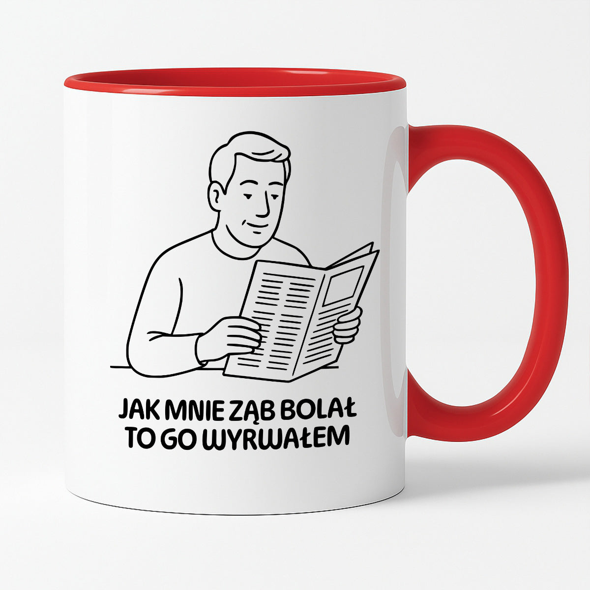 Kubek z nadrukiem "Jak mnie ząb bolał to go wyrwałem" - Cytaty TATY - DZIEŃ TATY