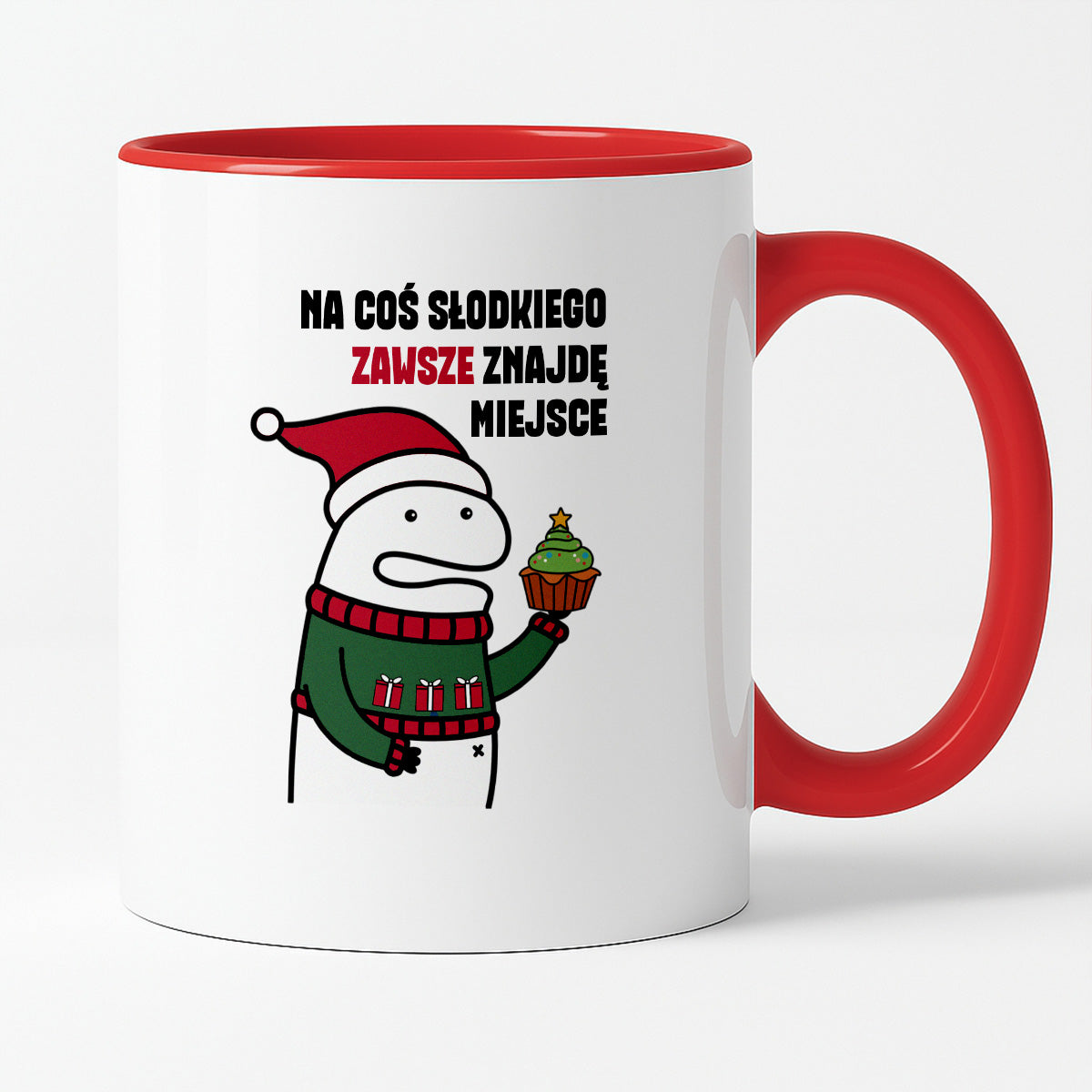 Kubek świąteczny mem "Na cos słodkiego zawsze znajdę miejsce"