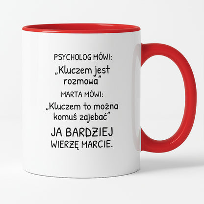 Kubek z nadrukiem - "Psycholog mówi" z IMIENIEM
