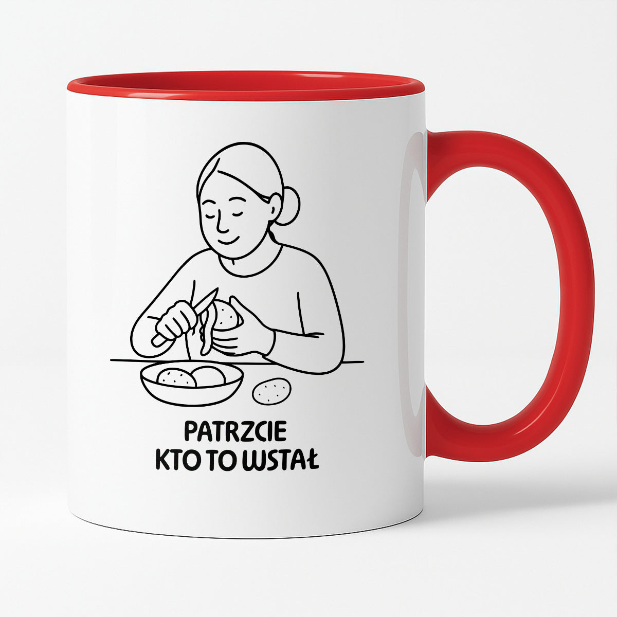 Kubek z nadrukiem "Patrzcie kto to wstał" - Cytaty MAMY - DZIEŃ MAMY