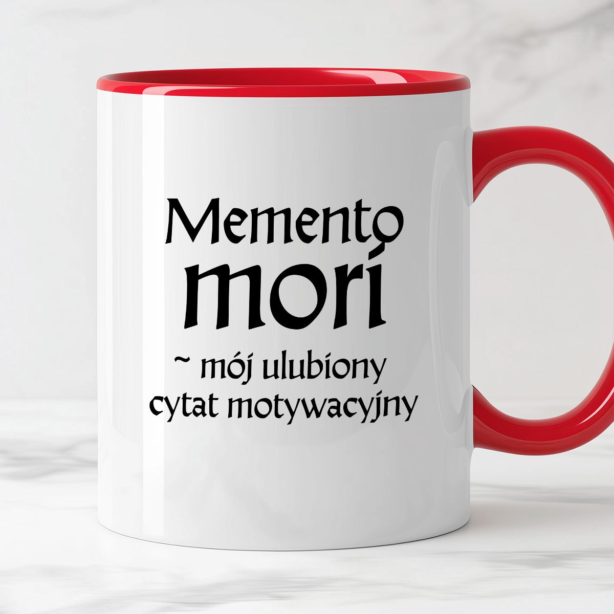 Kubek z nadrukiem "Memento mori - mój ulubiony cytat motywacyjny" v2