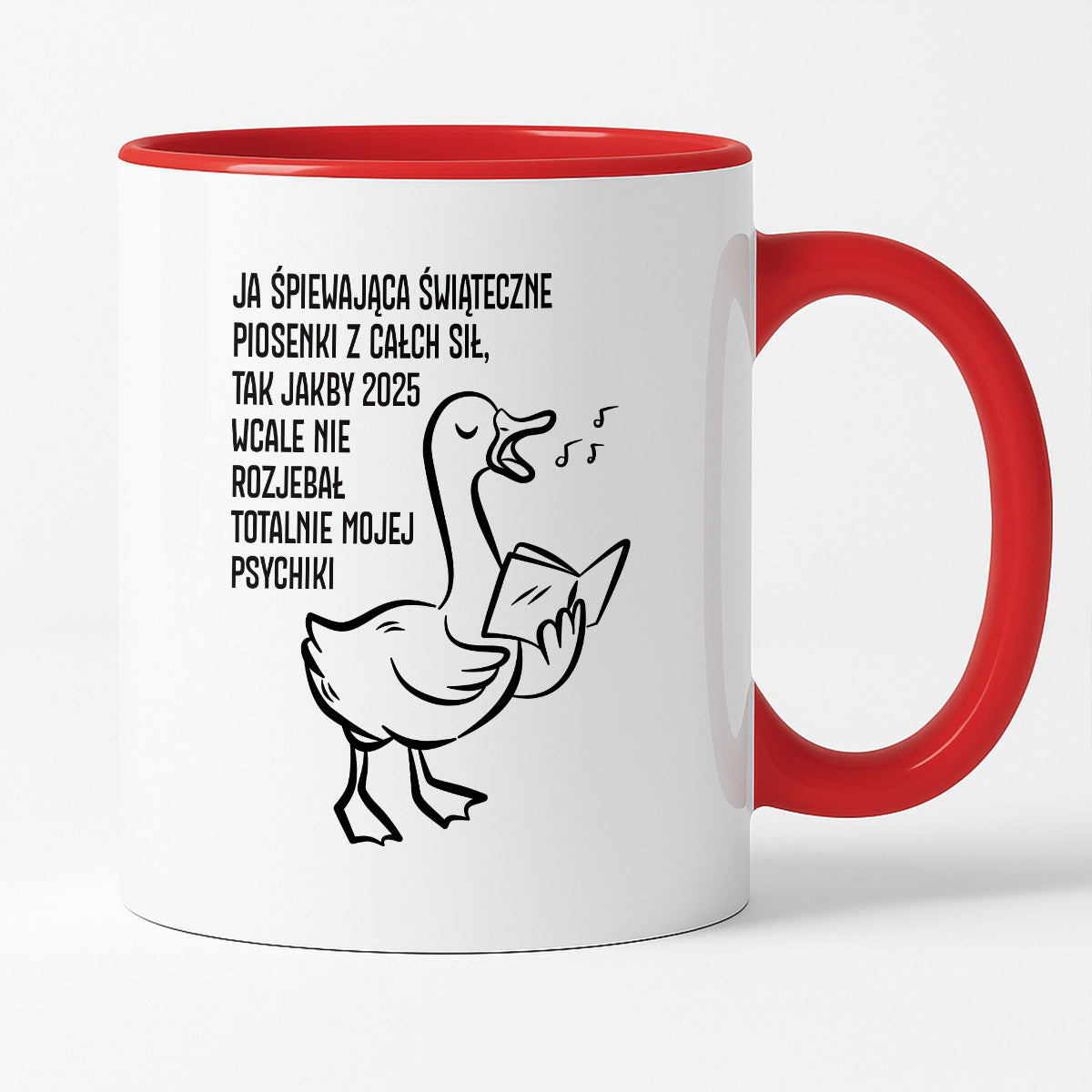 Kubek świąteczny z GĄSKĄ - "JA ŚPIEWAJĄCA ŚWIĄTECZNE PIOSENKI..."