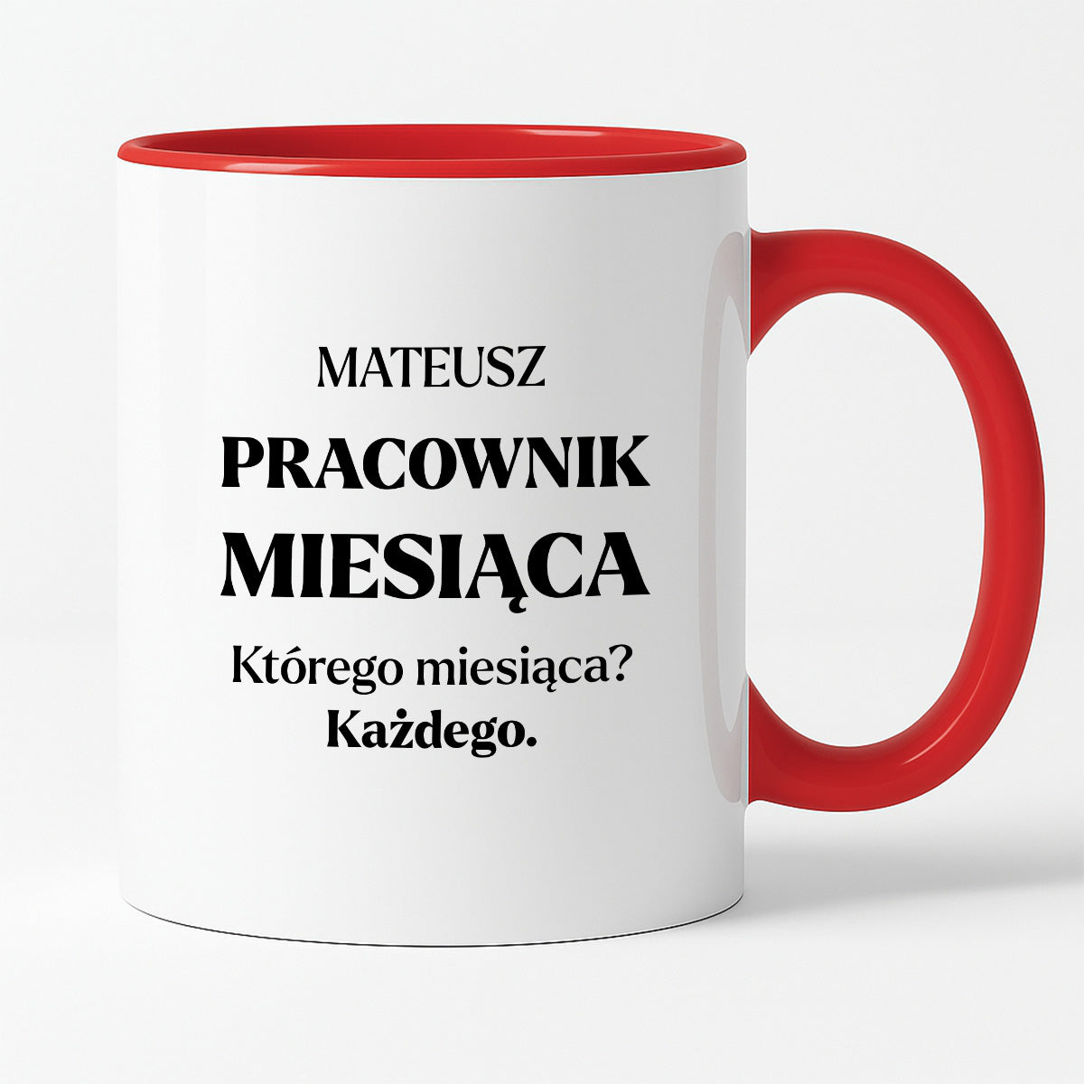 Kubek z nadrukiem - "Pracownik miesiąca z imieniem"