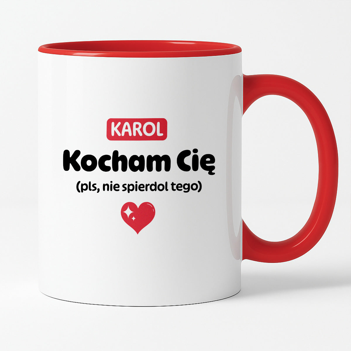 Kubek spersonalizowany z IMIENIEM "Kocham Cię (pls, nie spierdol tego)" II