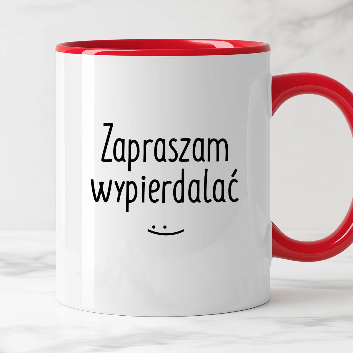 Kubek z nadrukiem "Zapraszam wypierdalać :)"