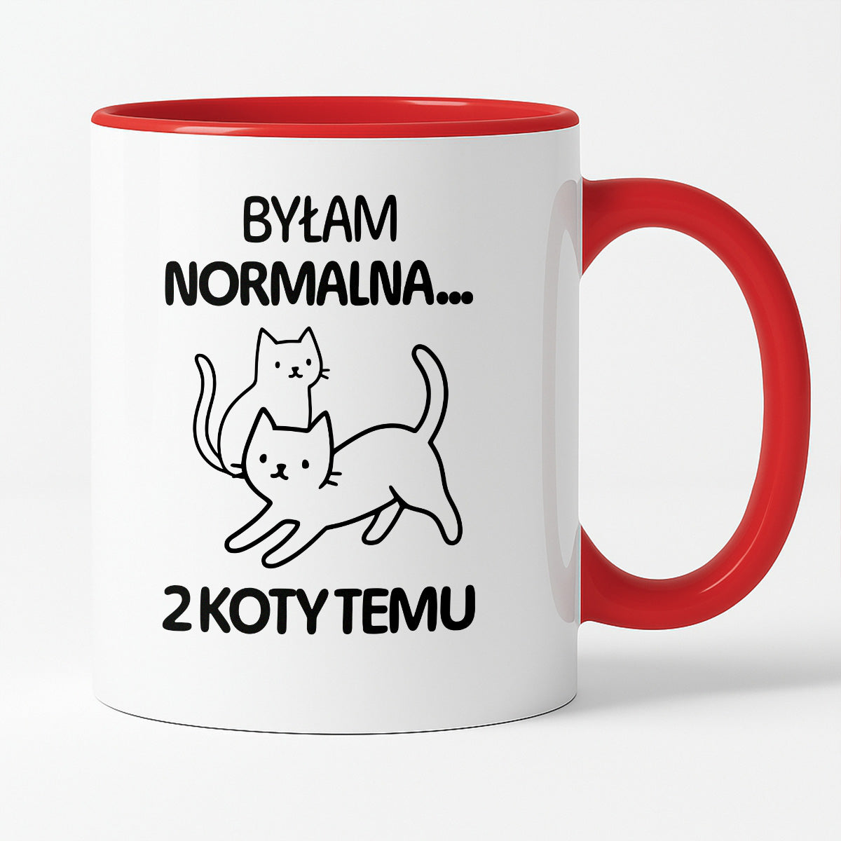 Kubek z nadrukiem "Byłam normalna dwa koty temu..."