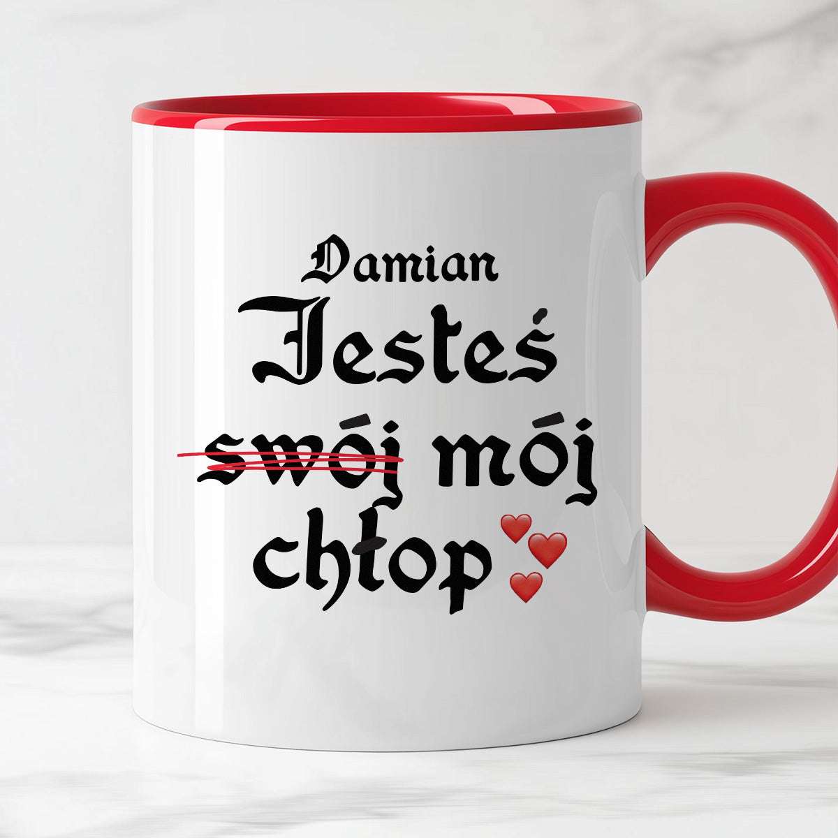 Kubek spersonalizowany z nadrukiem "Jesteś (swój) mój chłop <3"