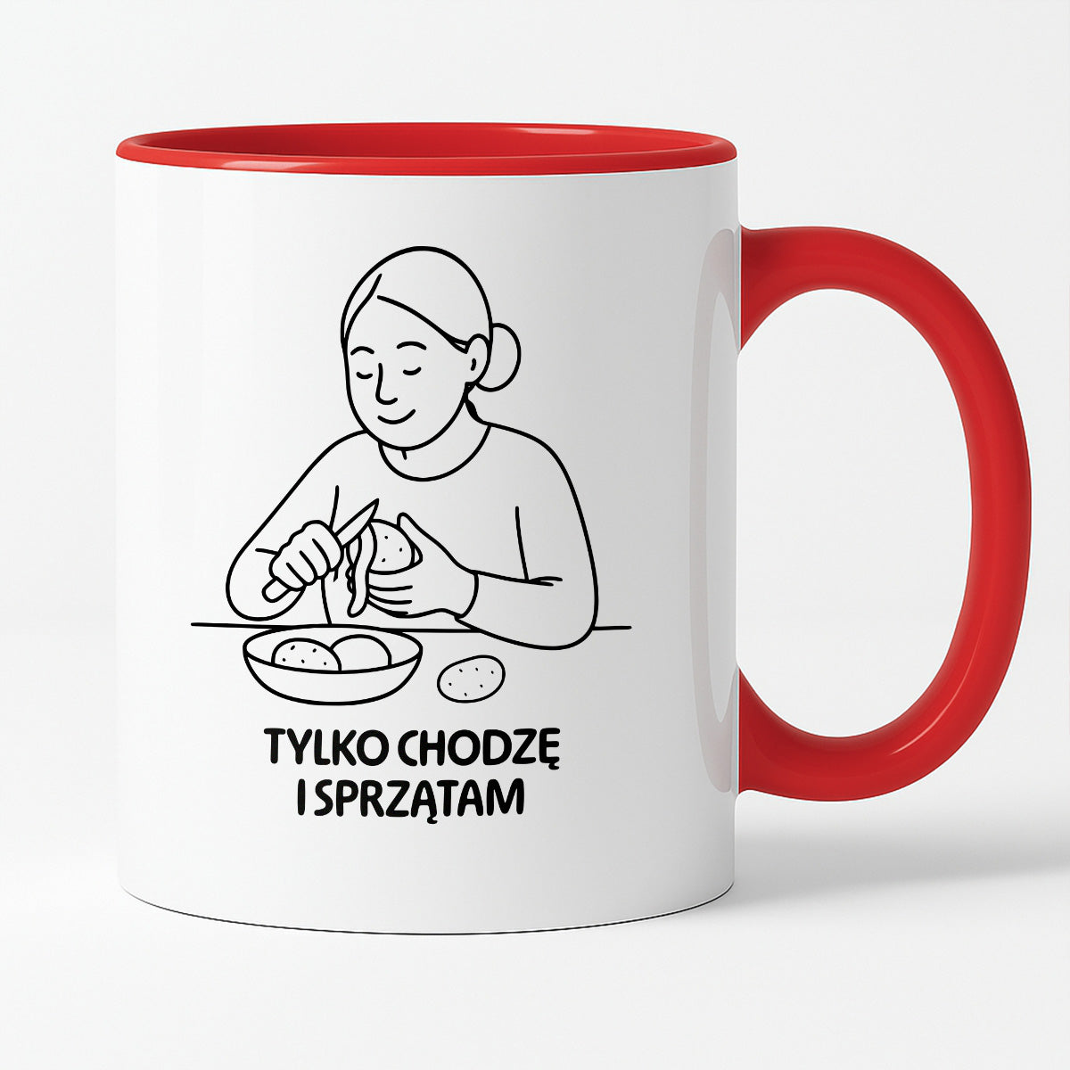 Kubek z nadrukiem "Tylko chodzę i sprzątam" - Cytaty MAMY - DZIEŃ MAMY
