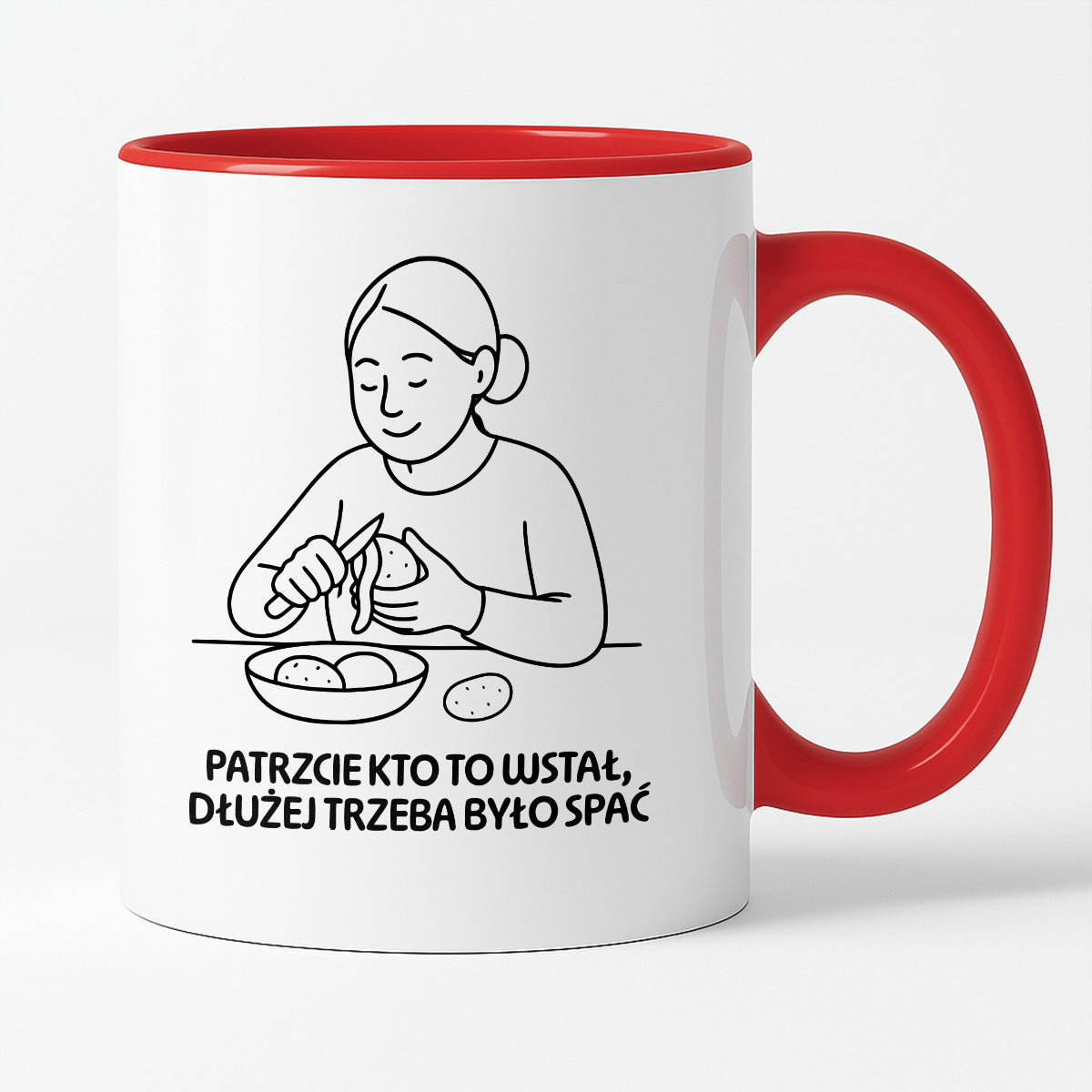 Kubek z nadrukiem "Patrzcie kto to wstał, dłużej trzeba było spać" - Cytaty MAMY - DZIEŃ MAMY