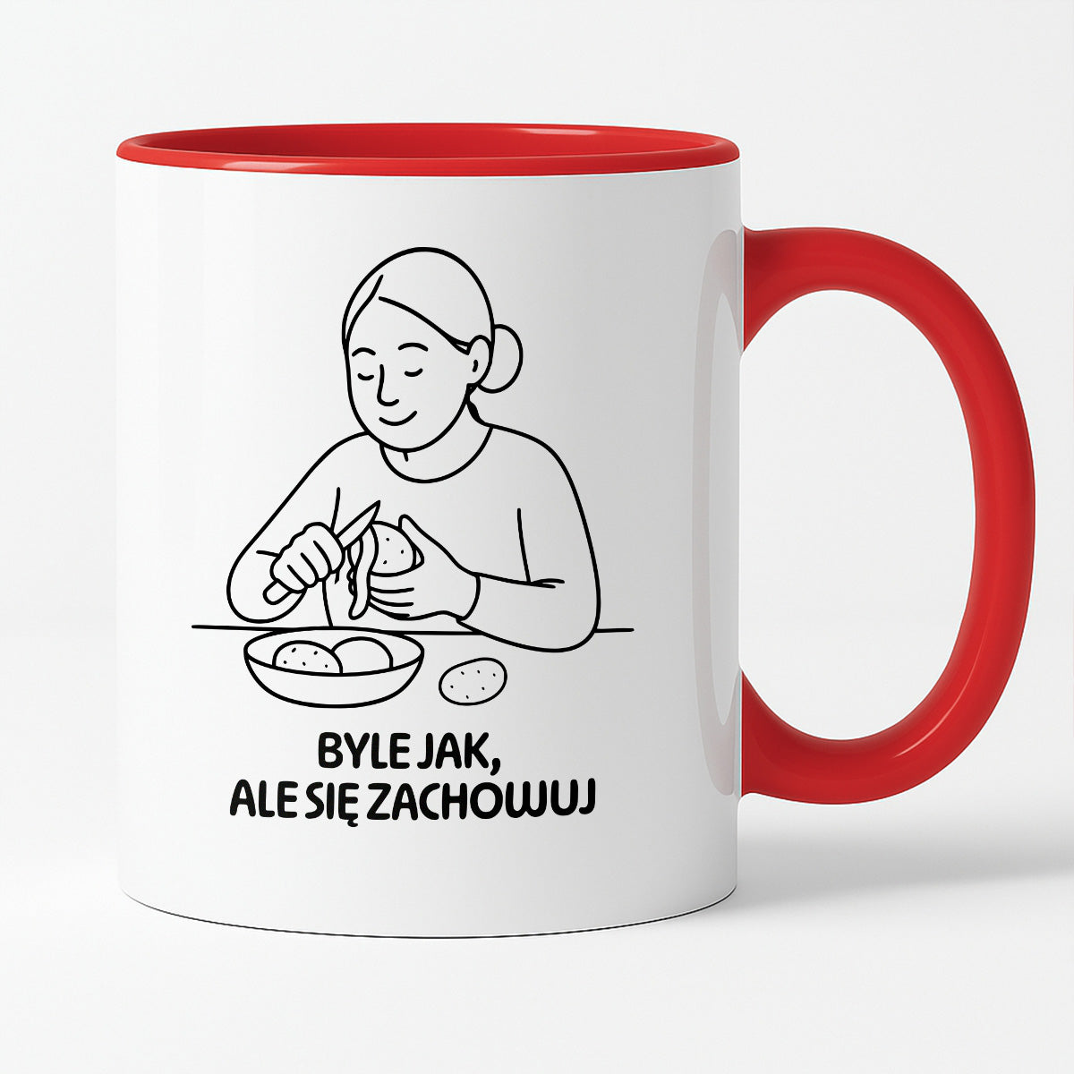 Kubek z nadrukiem "Byle jak, ale się zachowuj" - Cytaty MAMY - DZIEŃ MAMY
