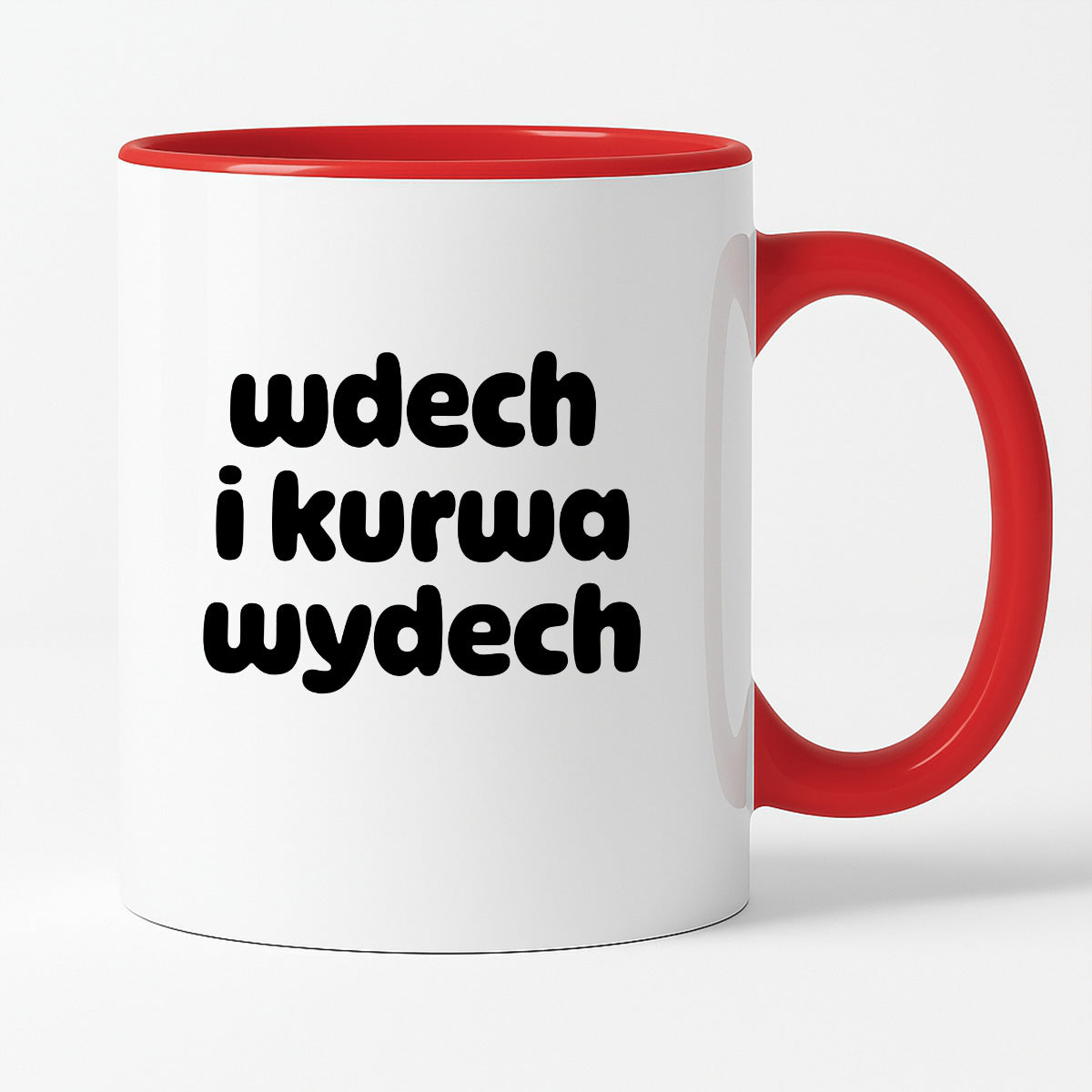 Kubek z nadrukiem "wdech i kurwa wydech" v2
