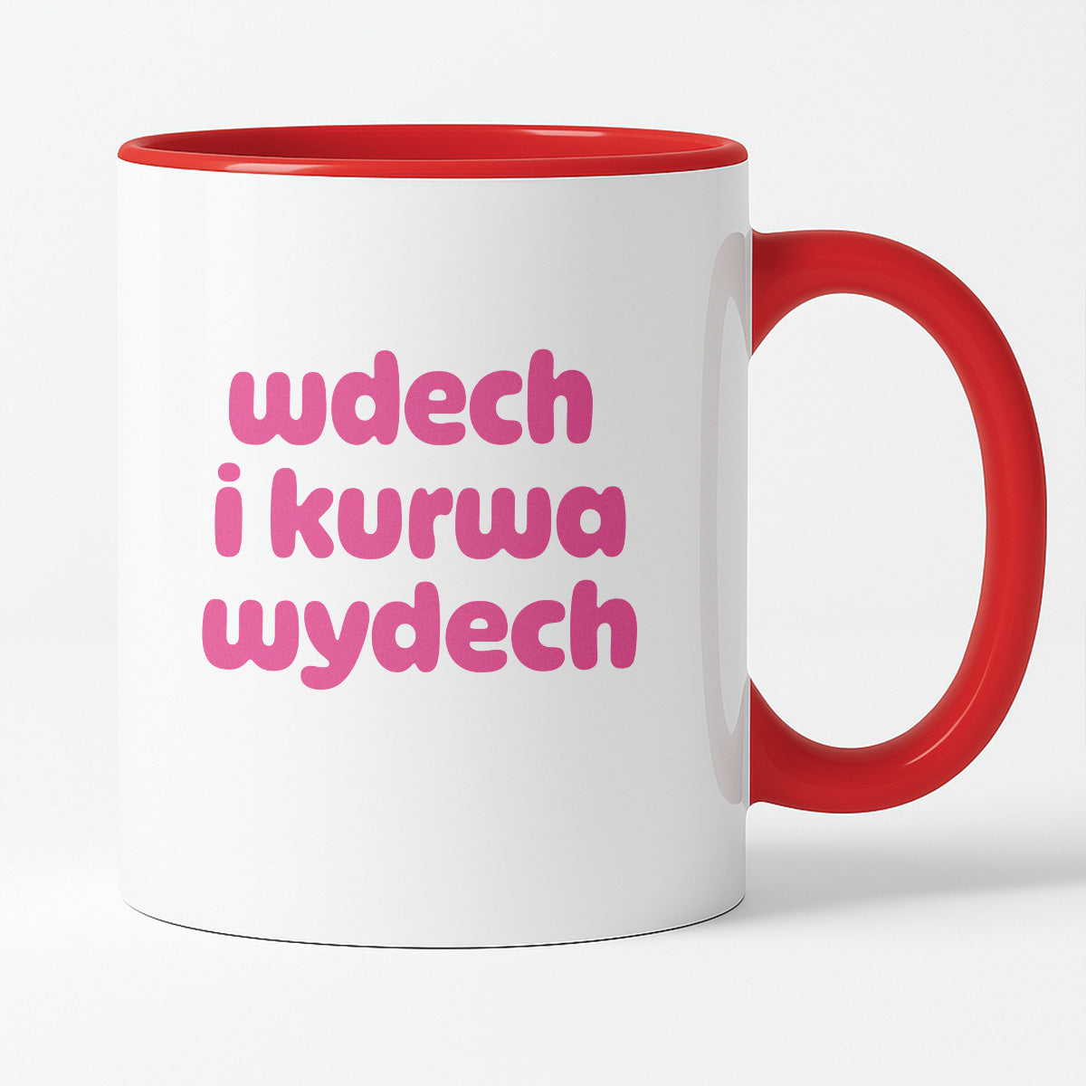 Kubek z nadrukiem "wdech i kurwa wydech" v2