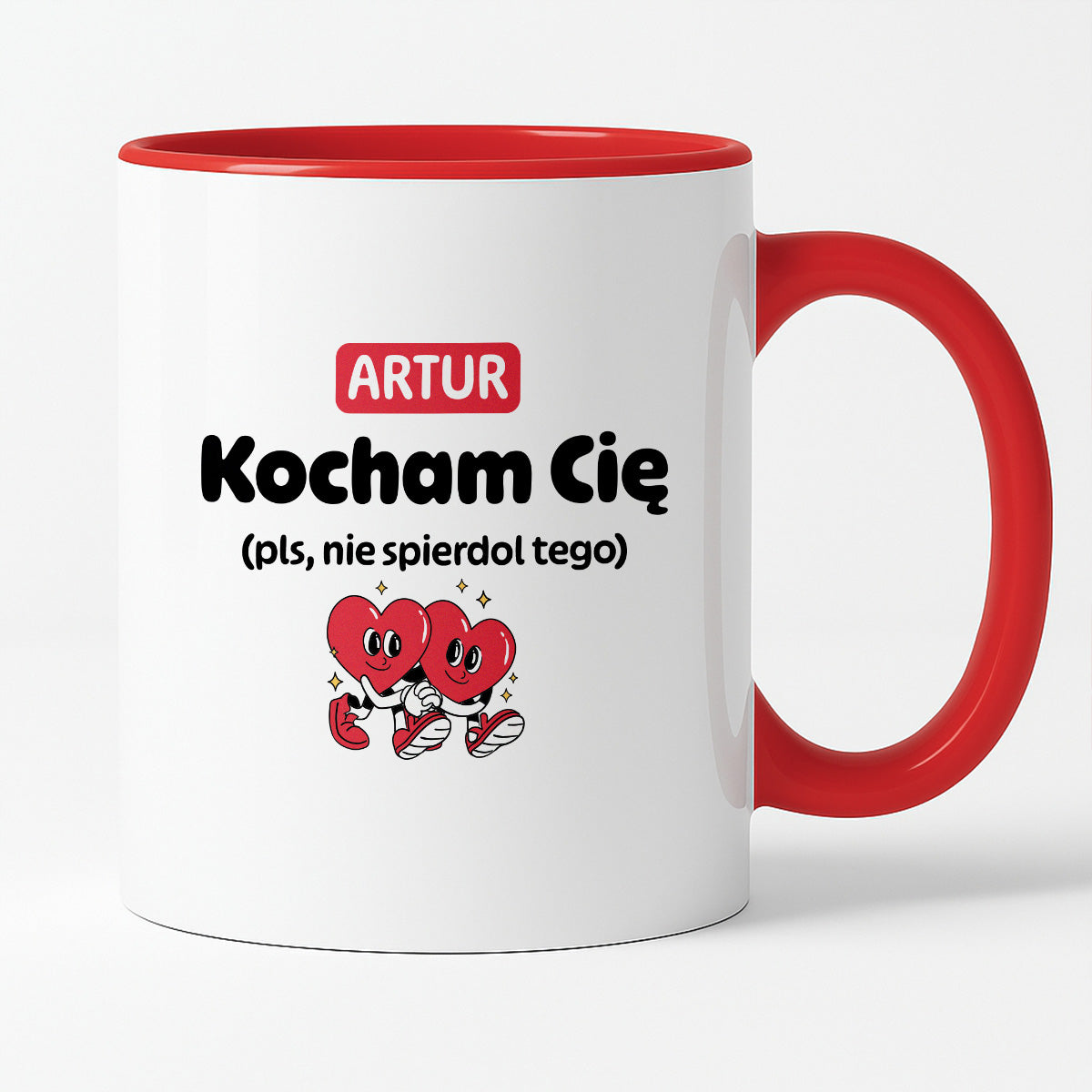 Kubek spersonalizowany z IMIENIEM "Kocham Cię (pls, nie spierdol tego)" I