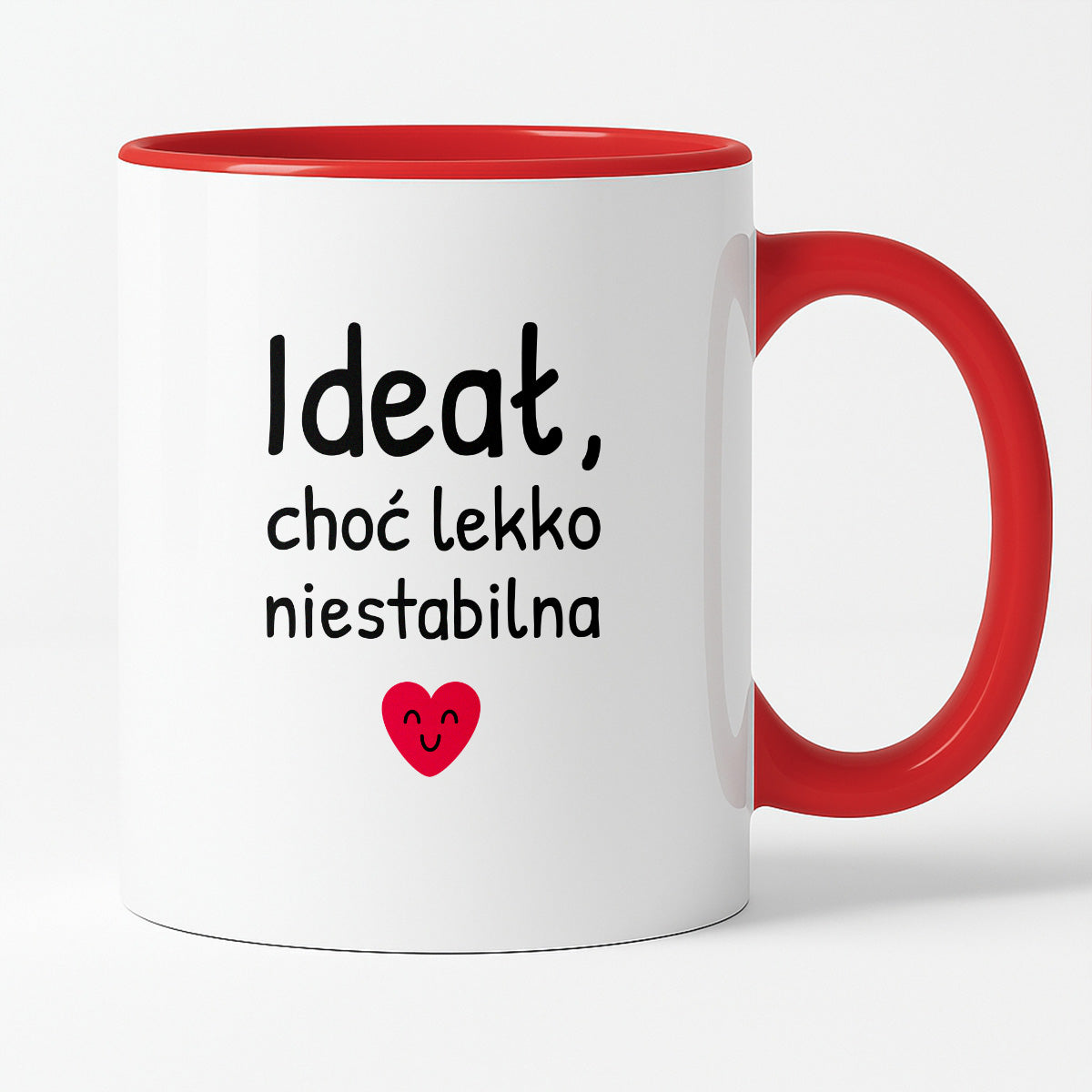 Kubek z nadrukiem - "Ideał, choć lekko niestabilna"