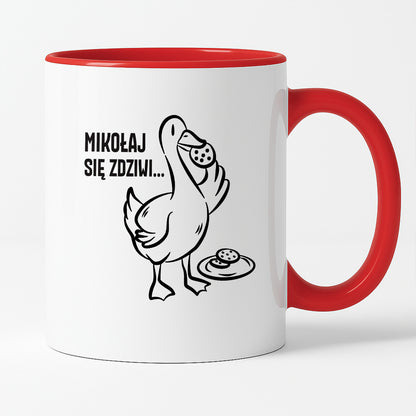 Kubek świąteczny z GĄSKĄ - "MIKOŁAJ SIĘ ZDZIWI"