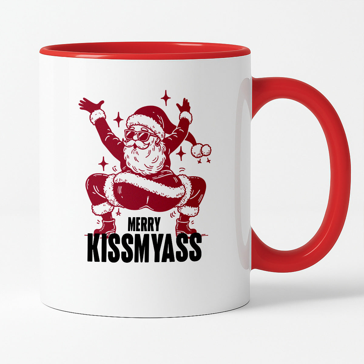 Kubek świąteczny z ✨slay✨ Mikołajem "Merry kissmyass"