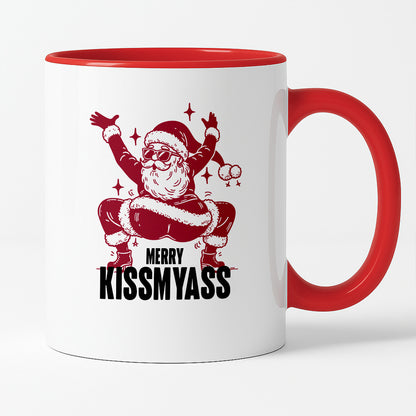 Kubek świąteczny z ✨slay✨ Mikołajem "Merry kissmyass"