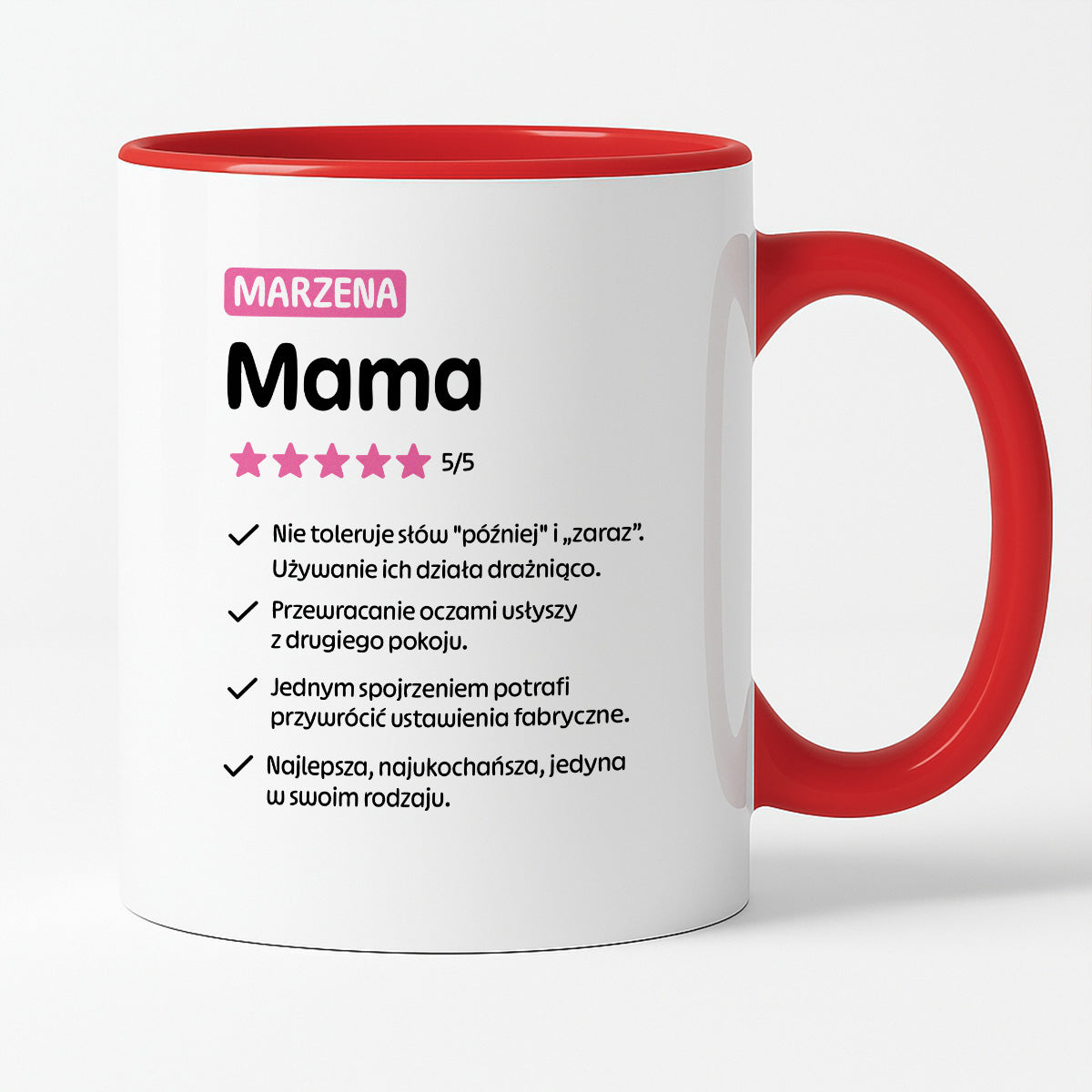 Kubek z nadrukiem - "Mama 5/5" z imieniem