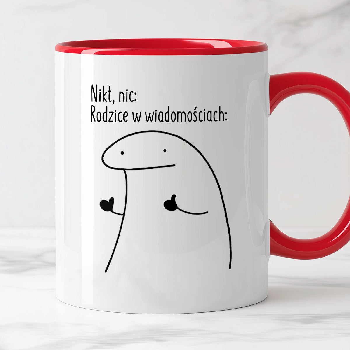 Kubek z nadrukiem "Nikt, nic: Rodzice w wiadomościach:"