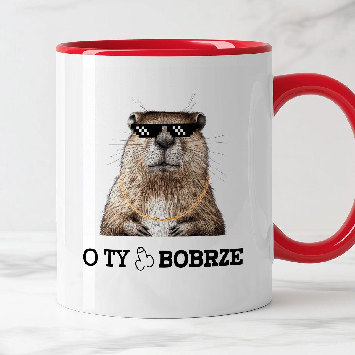 Kubek z nadrukiem "O Ty ch*ju bobrze"