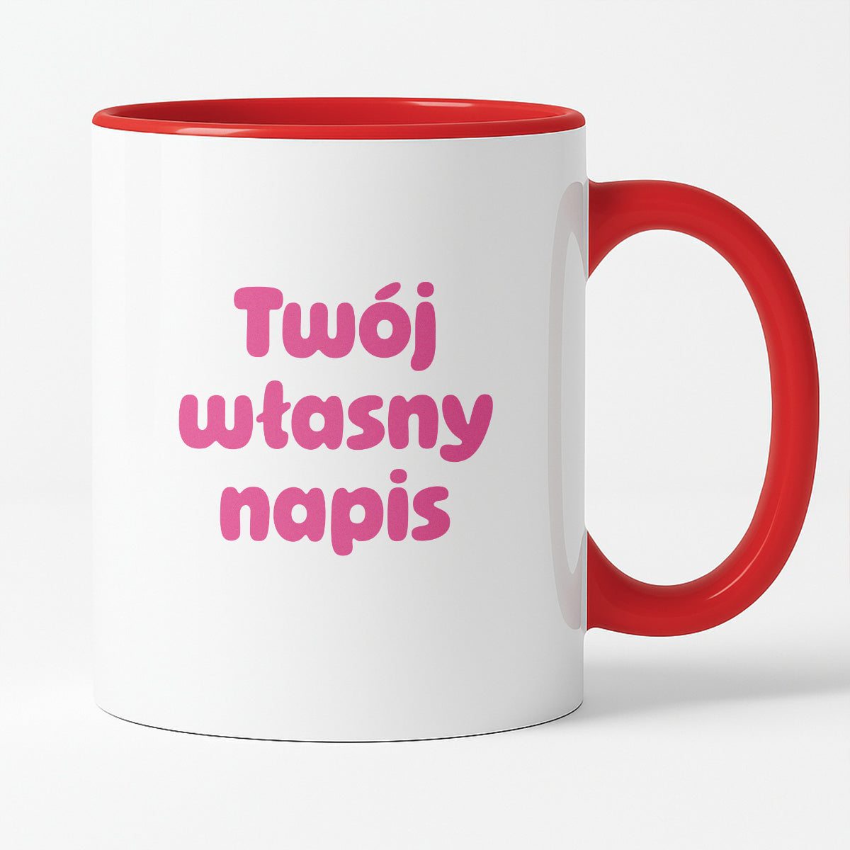 Kubek spersonalizowany z własnym napisem III - RÓŻOWY NAPIS
