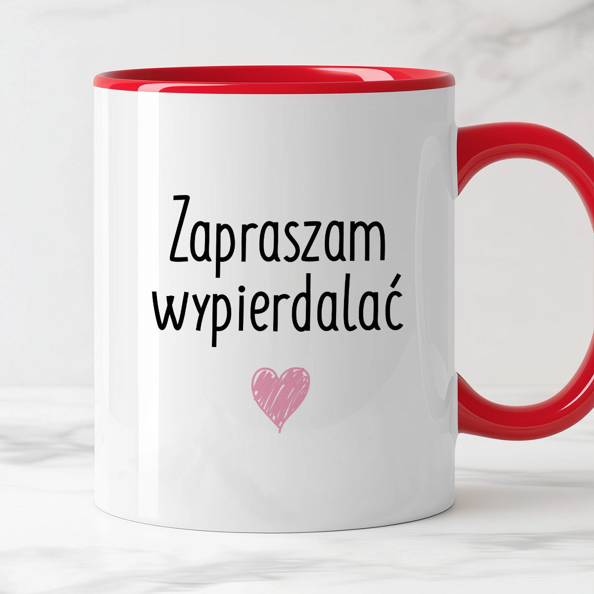 Kubek z nadrukiem "Zapraszam wypierdalać <3"