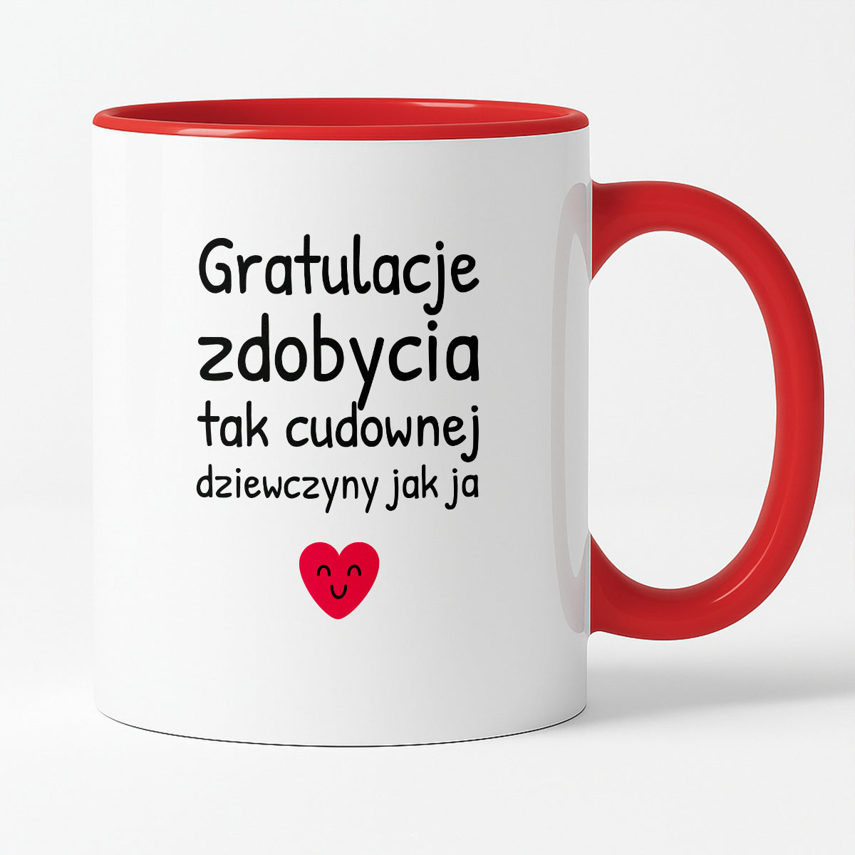 Kubek z nadrukiem - "Gratulacje zdobycia tak cudownej dziewczyny jak ja"