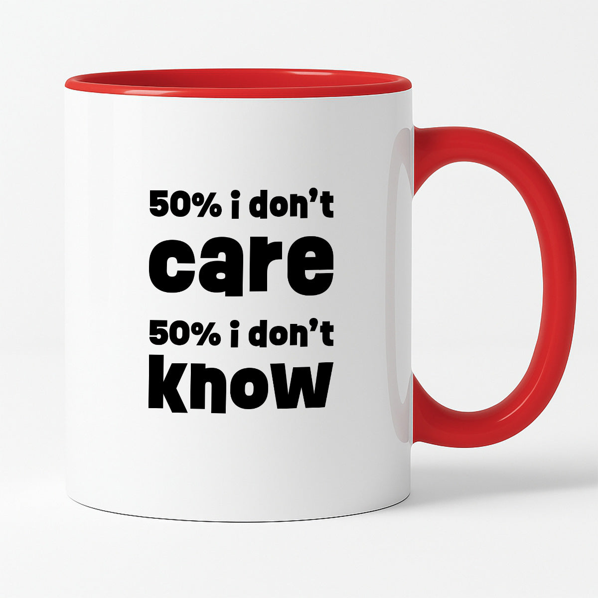 Kubek z nadrukiem "50% i don't care 50% i don't know"