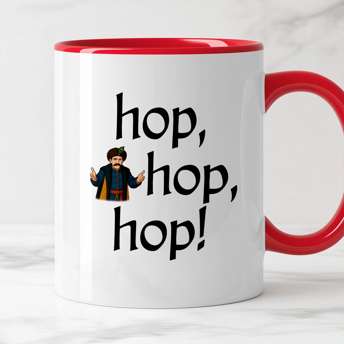 Kubek z nadrukiem "hop, hop, hop!" v2