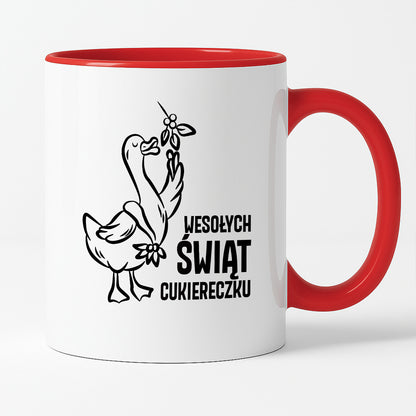 Kubek świąteczny z GĄSKĄ - "WESOŁYCH ŚWIĄT CUKIERECZKU"