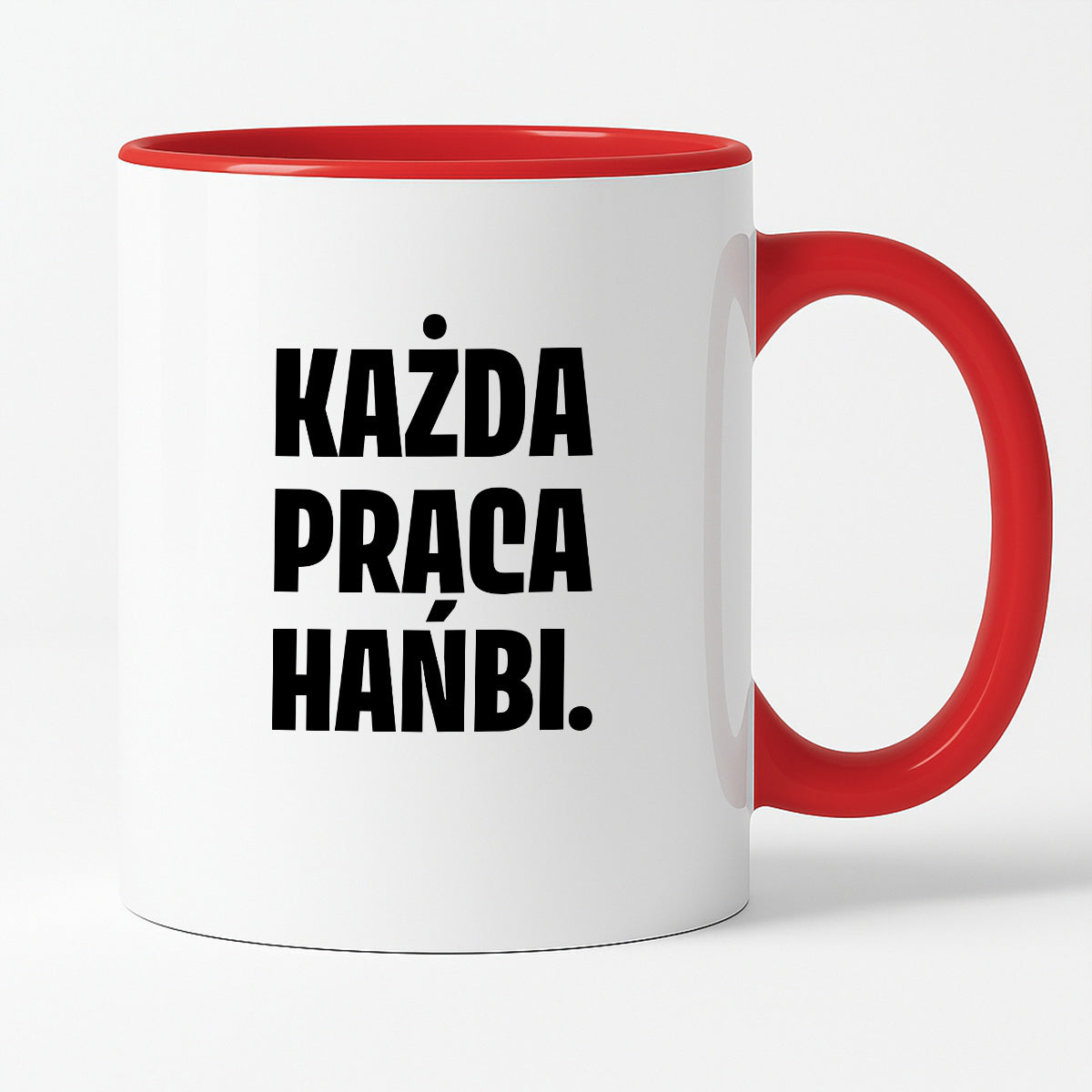 Kubek z nadrukiem - "Każda praca hańbi."