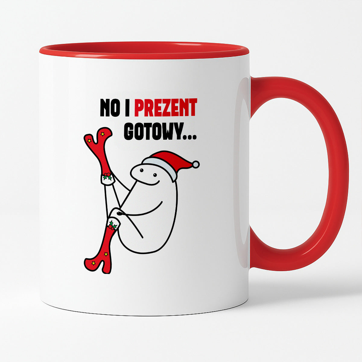 Kubek świąteczny mem "No i prezent gotowy"
