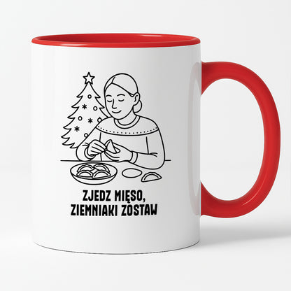 Kubek świąteczny z cytatem MAMY - "Zjedz mięso, ziemniaki zostaw"
