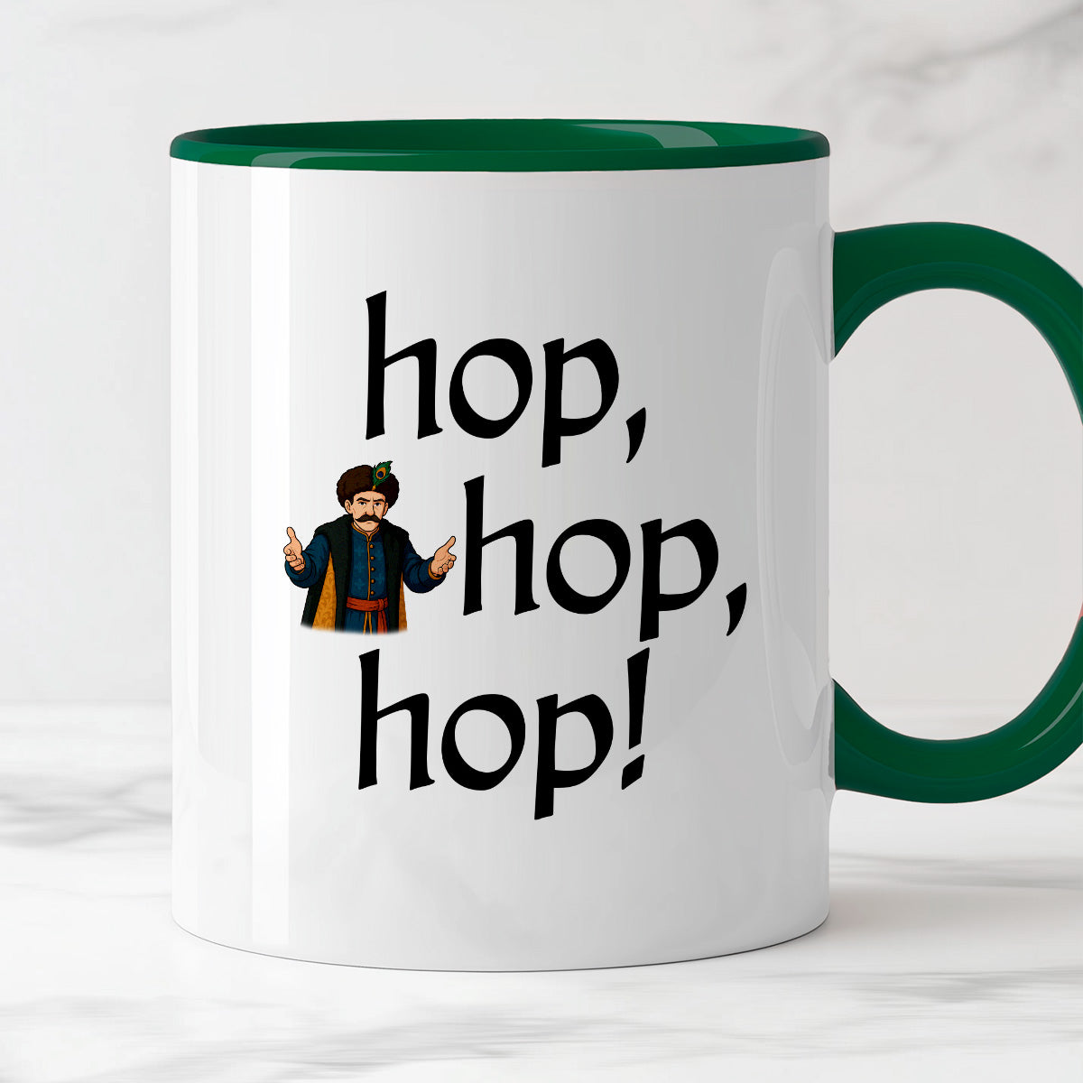 Kubek z nadrukiem "hop, hop, hop!" v2