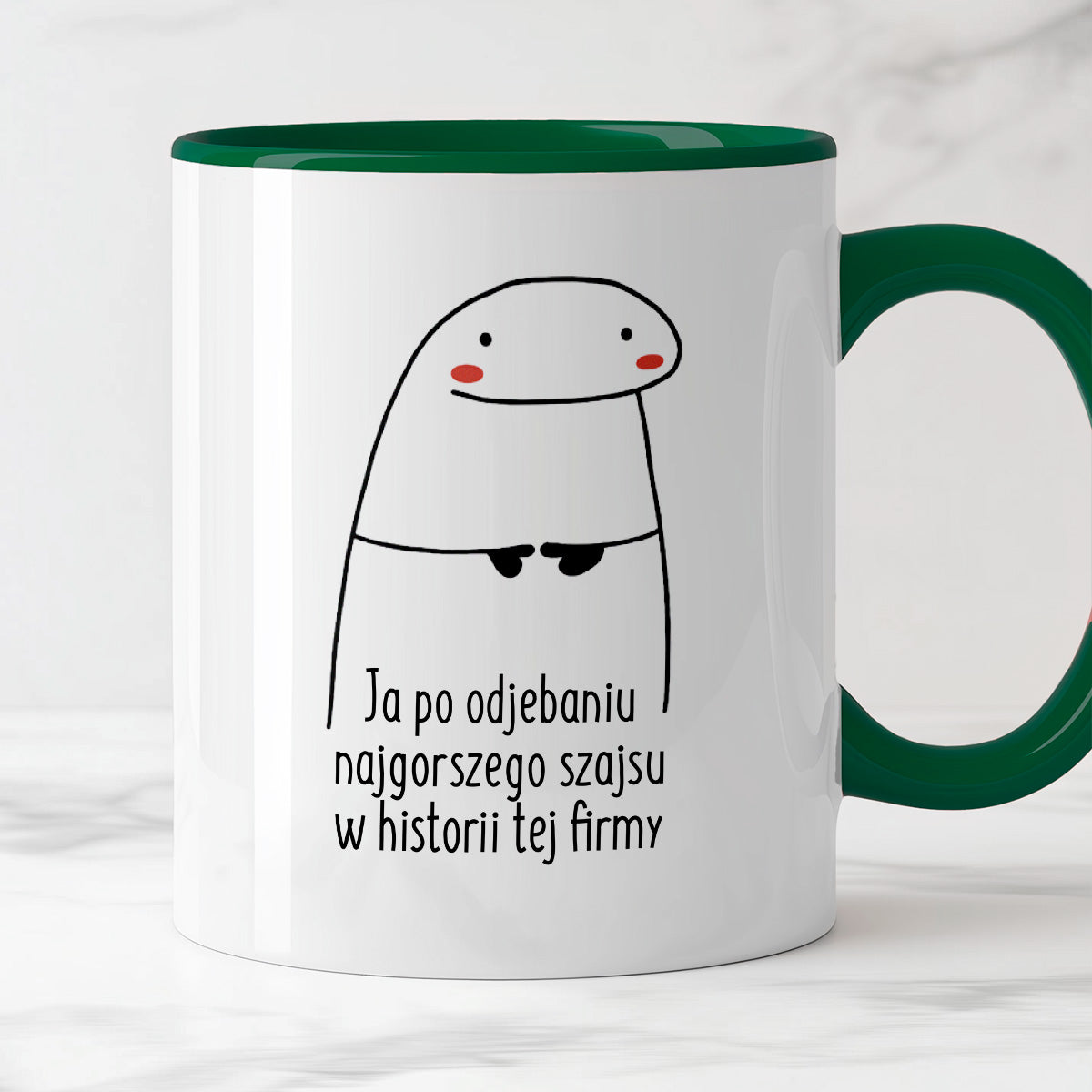 Kubek z nadrukiem "Ja po odjebaniu najgorszego szajsu w historii tej firmy"