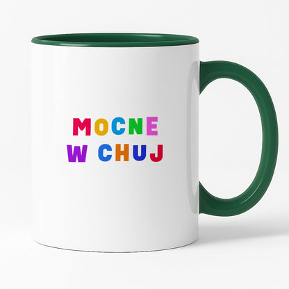 Kubek z kolorowym nadrukiem "mocne w chuj"