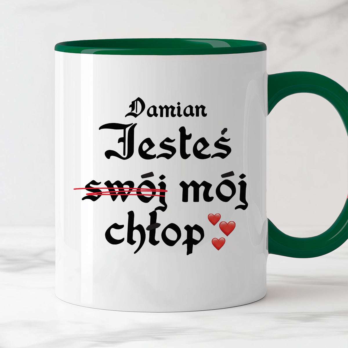 Kubek spersonalizowany z nadrukiem "Jesteś (swój) mój chłop <3"