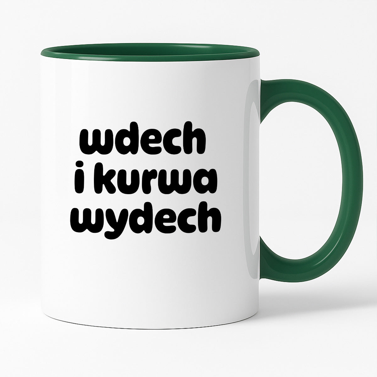 Kubek z nadrukiem "wdech i kurwa wydech" v2