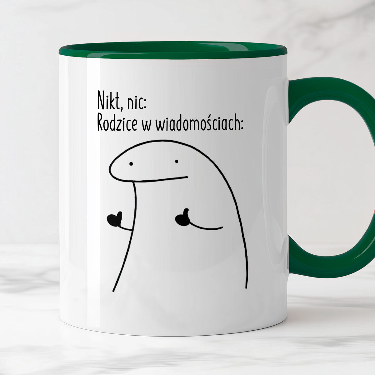 Kubek z nadrukiem "Nikt, nic: Rodzice w wiadomościach:"