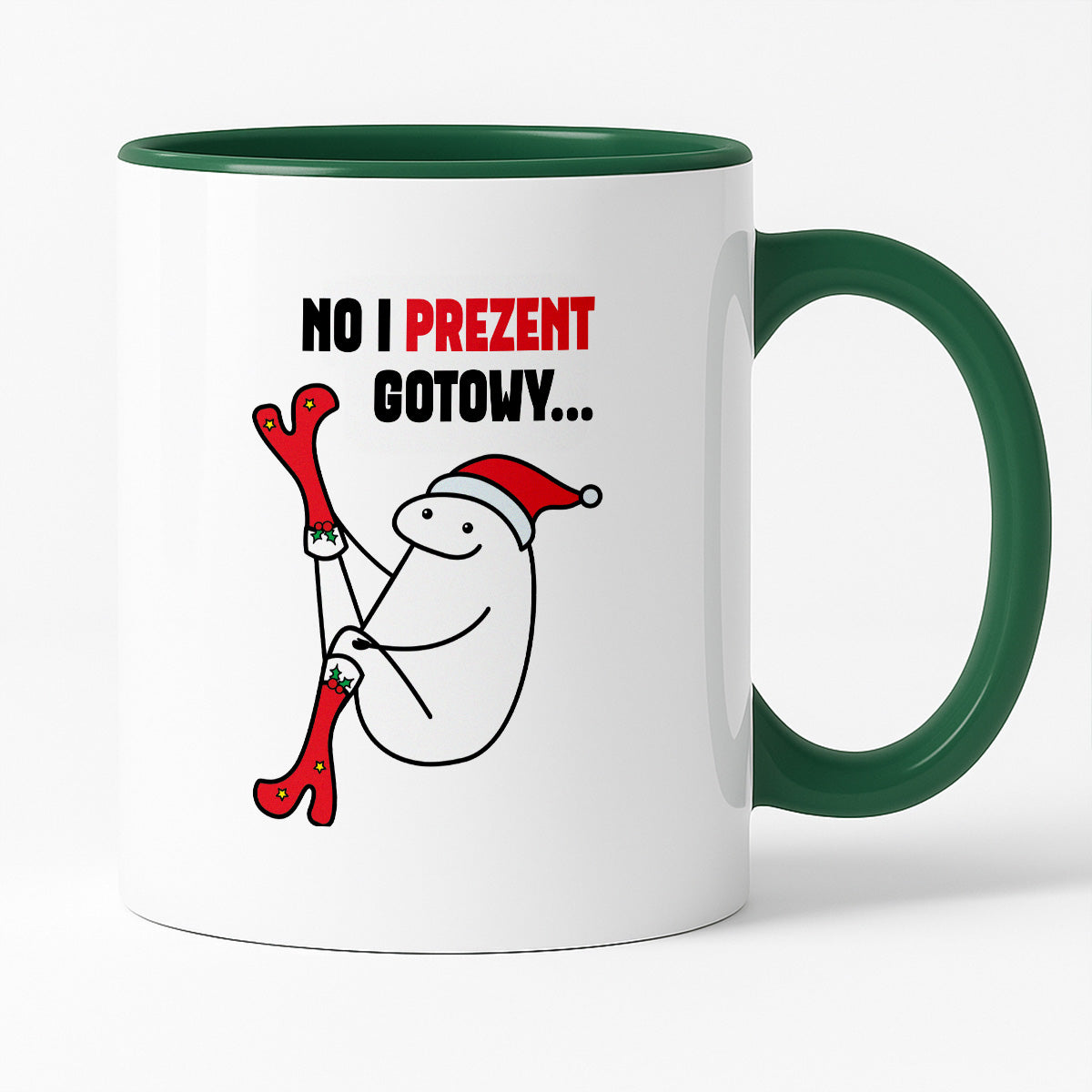 Kubek świąteczny mem "No i prezent gotowy"