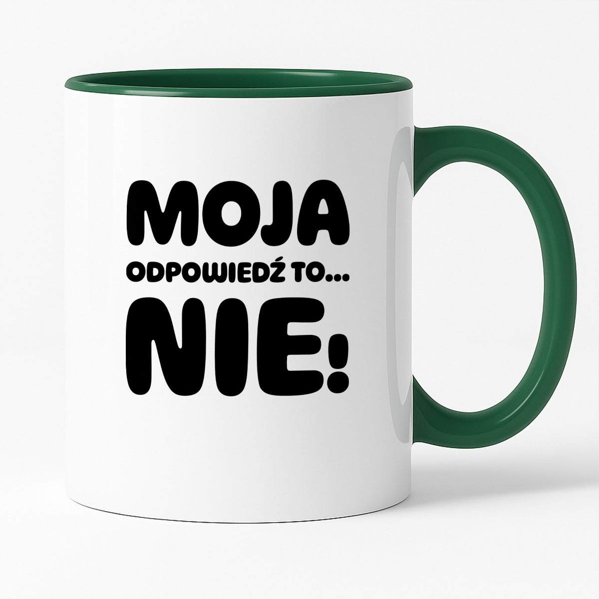 Kubek z nadrukiem "Moja odpowiedź to... NIE!"