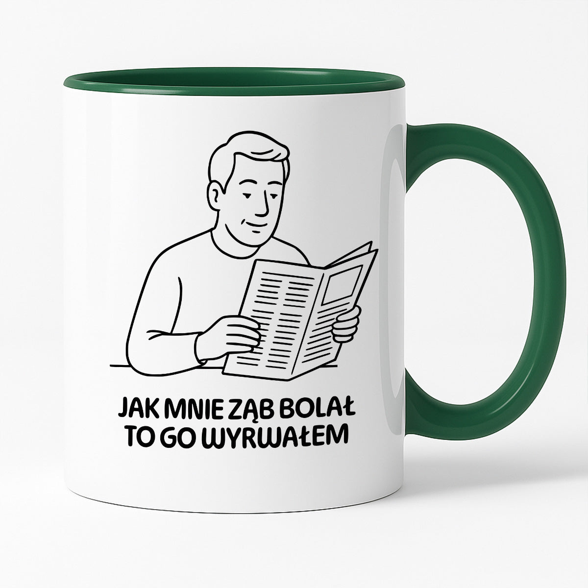 Kubek z nadrukiem "Jak mnie ząb bolał to go wyrwałem" - Cytaty TATY - DZIEŃ TATY