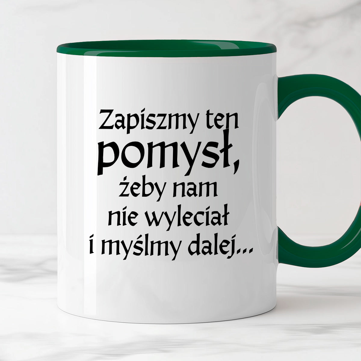 Kubek z nadrukiem "Zapiszmy ten pomysł i myślmy dalej" v2