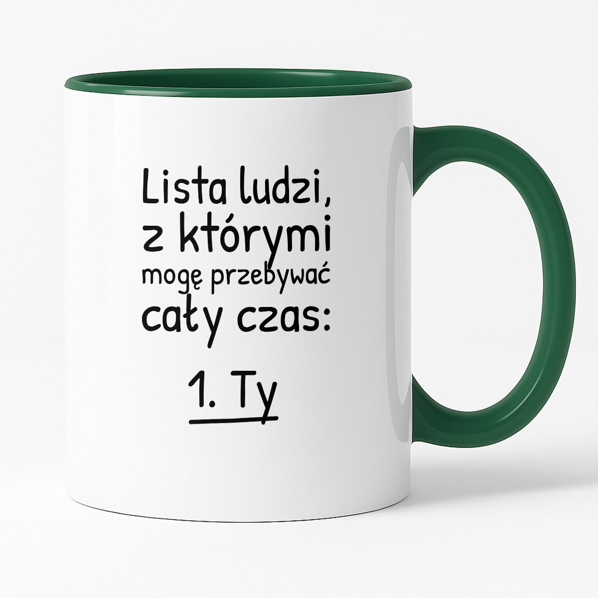 Kubek z nadrukiem - "Lista ludzi, z którymi mogę przebywać cały czas"