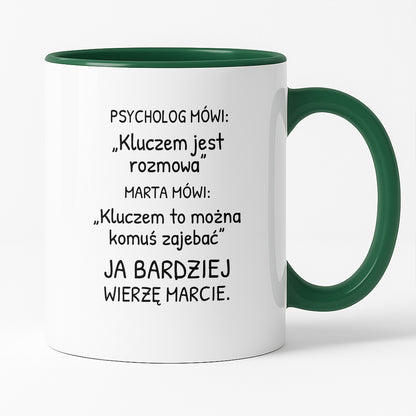 Kubek z nadrukiem - "Psycholog mówi" z IMIENIEM