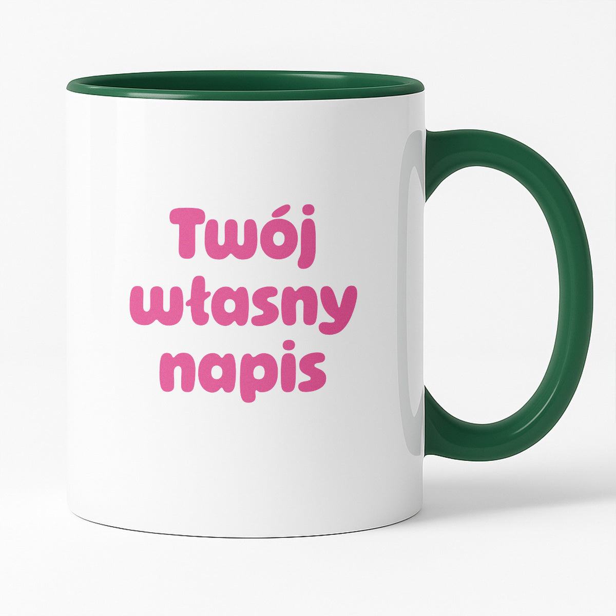 Kubek spersonalizowany z własnym napisem III - RÓŻOWY NAPIS