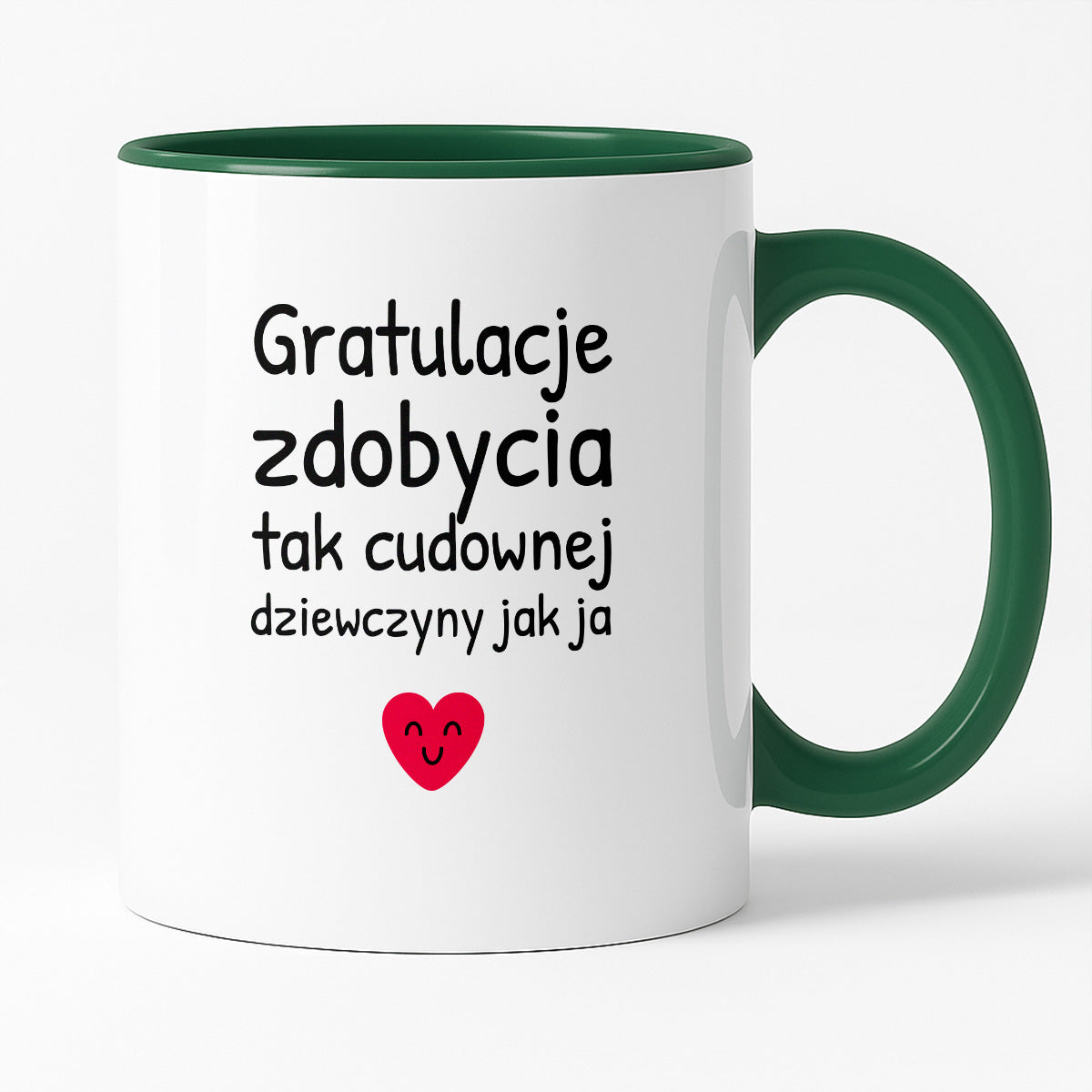 Kubek z nadrukiem - "Gratulacje zdobycia tak cudownej dziewczyny jak ja"