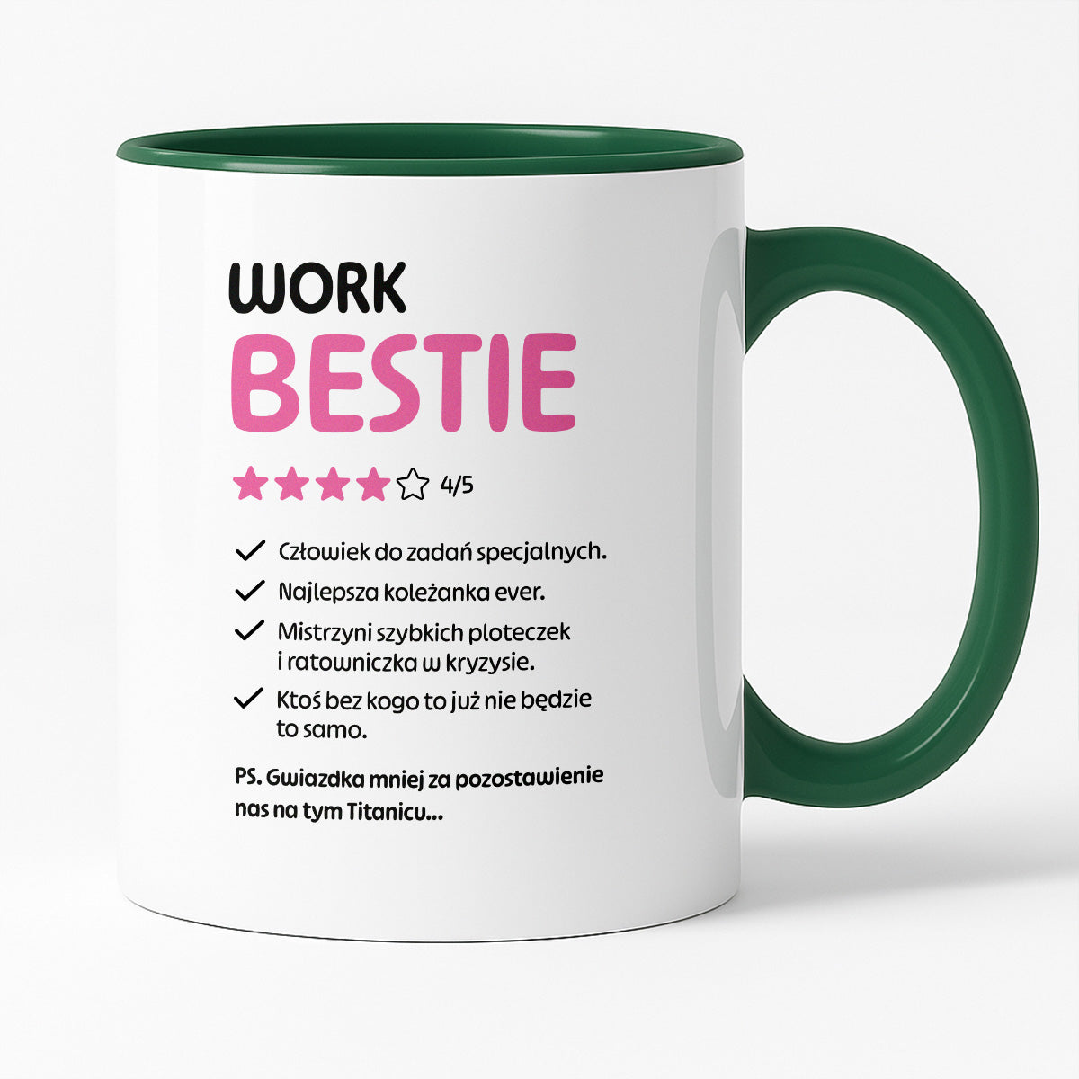 Kubek z nadrukiem "Work Bestie" na odejście z pracy