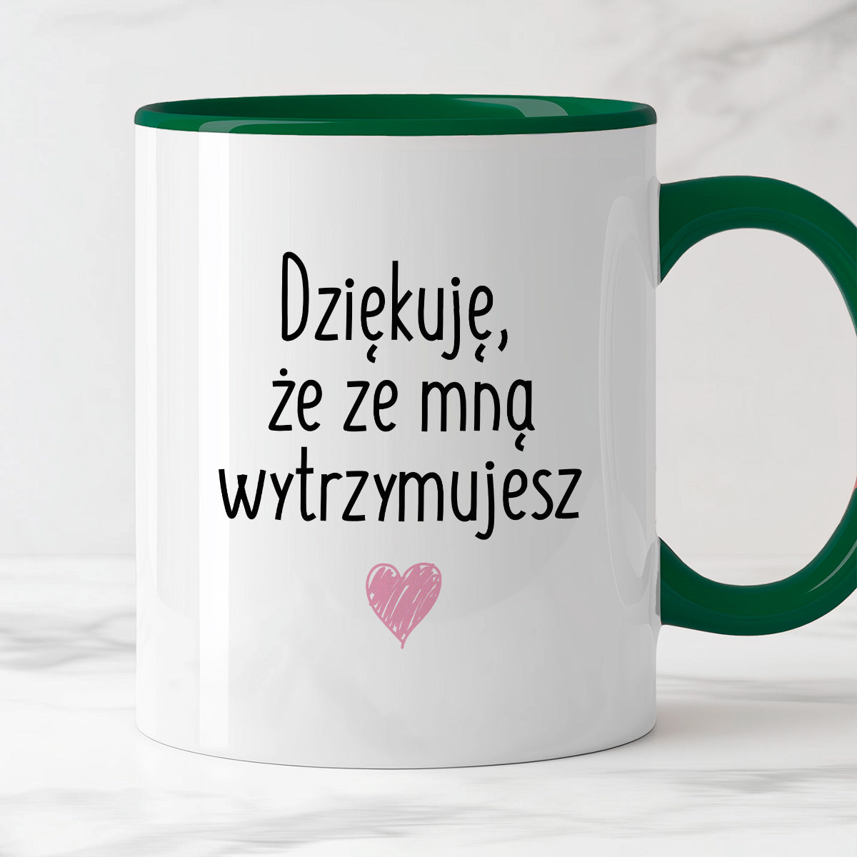 Kubek z nadrukiem "Dziękuję, że ze mną wytrzymujesz"