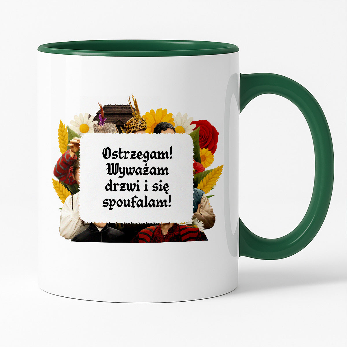 Kubek z nadrukiem "Ostrzegam! Wyważam drzwi i się spoufalam!" NOWE 1670